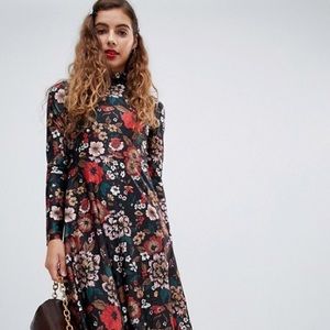 Monki High Neck Floral Dress